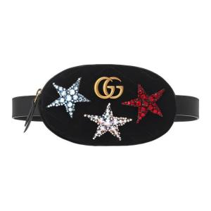 GUCCI Мармонт Сумка через плечо поясная стеганая бархатная женская черная