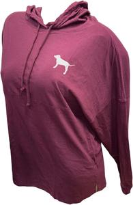 Женская хлопковая футболка с капюшоном Victoria's Secret, Maroon/Ruby Shine