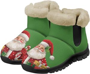 Женские ботинки с утепленной подкладкой до щиколотки - нескользящие уличные утепленные прогулочные ботинки, зимние ботинки для женщин Tomeusey, Santa Claus