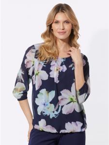 Блузка из жоржета с принтом темно-синего и мятно-лаймового цветов Sieh an!
