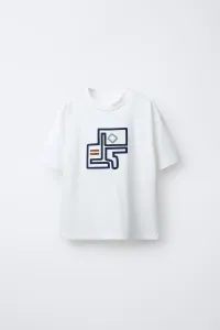 Футболка с вышитыми узорами Zara, белый