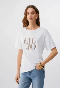 Футболка с принтом из страз Liu Jo, White