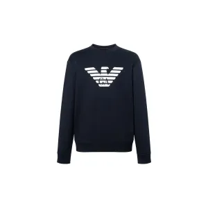 Свитшот с принтом логотипа EMPORIO ARMANI, темно-синий