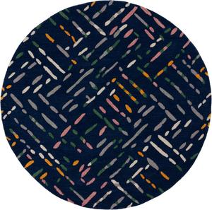 Ковер SAFAVIEH, 183 x 183 см, Metro Collection, круглый, Navy & Pink, ручной работы из шерсти, идеален для гостиной, столовой, спальни (MET252N)