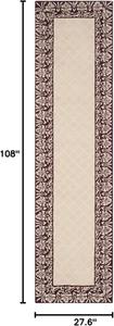 Ковер-дорожка SAFAVIEH, 69 x 275 см, Total Performance Collection - Ivory & Maroon, с ручным крючком, без линьки и простой в уходе, идеален для помещений с высокой проходимостью в гостиной, спальне (TLP755C)