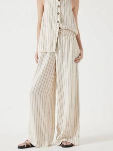 Брюки Petunia из льняной смеси в полоску HUSH, Ecru/Black