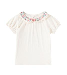 Топ из хлопкового джерси с отделкой из кружева Pami Konges Sløjd, Antique White