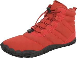Мужские и женские походные ботинки Минималистичные зимние Ботинки для снега Нескользящие с нулевым перепадом подошвы Широкий носок Ботильоны на голенище Водонепроницаемые Комфортные для прогулок Открытая местность Бег по тропам Унисекс Generic, красный
