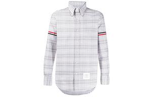 Thom Browne Мужская рубашка среднего размера, серая, с заостренным воротником, средней высоты