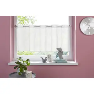 Штора my home Scheibengardine Clea с люверсами, 1 шт., полиэстер, с продольными полосами крупной текстуры My Home, белый/бежевый