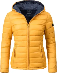 Стеганая куртка Marikoo "Люси", с капюшоном, модная женская переходная куртка с большим капюшоном, желтый