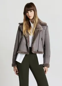 Простая кожаная куртка с отделкой из искусственной кожи. Calliope, Grigio Medio
