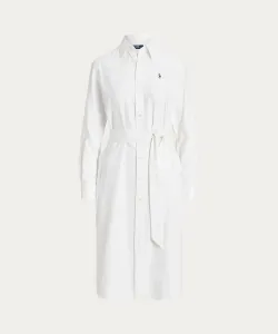 Платье-рубашка из хлопка с поясом, оксфордская рубашка Polo Ralph Lauren, цвет 100 White