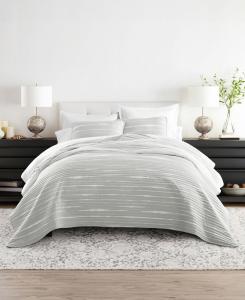 Двусторонний комплект постельного белья Horizon Lines из 3 предметов, легкий, размер King/California King ienjoy Home, Light Gray
