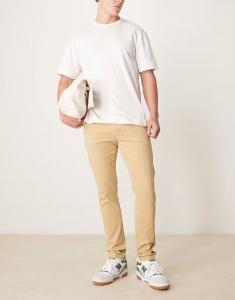 Узкие брюки-чинос ASOS DESIGN бежевого цвета