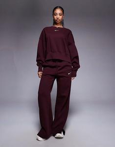Толстовка Nike Phoenix Fleece oversize бордового цвета
