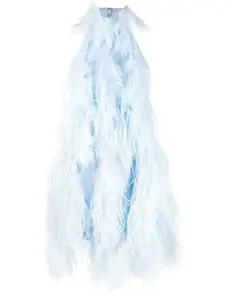 Платье мини с вырезом халтер и перьями The Attico, синий