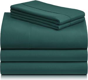 Комплект постельного белья LuxClub, 5 предметов, 274х260/100х203/51х91 см, изумрудный