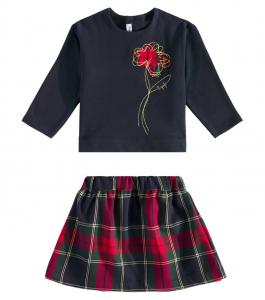 Комплект из топа и юбки в клетку Il Gufo, цвет blue/christmas red