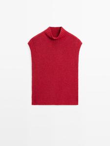 Свитер без рукавов с высоким воротом Massimo Dutti, красный
