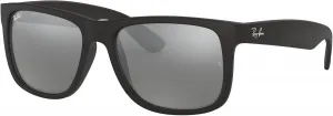 Солнцезащитные очки Ray-Ban RB4165 Justin прямоугольной формы, Rubber Black/Grey Mirrored Silver