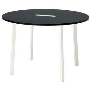 Стол для совещаний MITTZON IKEA, 120x75 см, цвет round black stained ash veneer/white