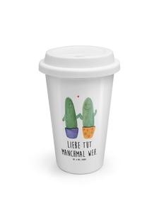 Mr. & Mrs. Panda Термокружка «Любовь к кактусам» с надписью белого цвета