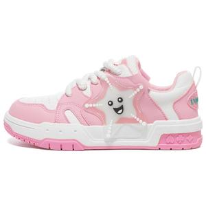 OMS Женские скейтерские кеды низкие черно-розово-бежевые с бело-розовым, цвет White Pink