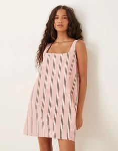 Джинсовое мини-платье ASOS DESIGN с квадратным вырезом в полоску