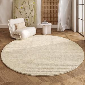 AOVOC Ковер круглый 160 см из искусственного кашемира, кремовый, в полоску, для гостиной/спальни, у кровати/дивана/кофейного стола, толстый, модель 03