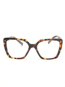 Очки в квадратной оправе черепаховой расцветки Prada, коричневый