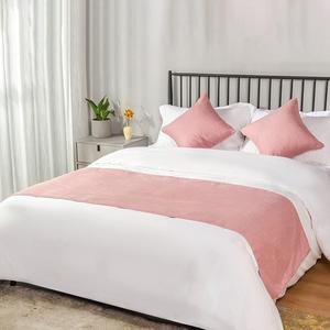 TTiiLoe Льняной бегунок на кровать однотонный декоративный шарф плед в полоску полотенце для изножья защита постельного белья розовый Pink