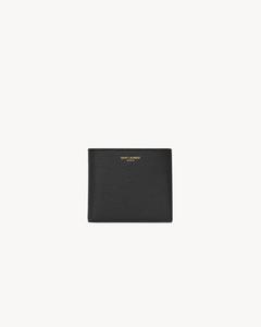 Кошелек Saint Laurent Paris EAST/WEST из рифленой кожи, черный