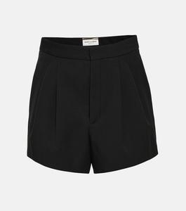 Шорты из натуральной шерсти с высокой посадкой SAINT LAURENT, черный