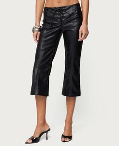 Женские расклешенные брюки-капри Lexy из искусственной кожи Edikted, Black