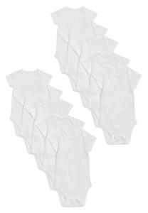 Боди 10PK PURE COTTON SHORT SLEEVE BODYSUITS Marks & Spencer, цвет white