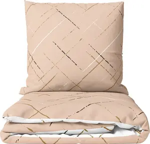 Комплект постельного белья из хлопка, 155x220 см, бежевые полосы, двустороннее постельное белье с застежкой-молнией, легко ухаживать и не мнется leonado vicenti