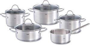 Набор посуды Fissler Palermo из 5 предметов (кастрюли, 3 кастрюли, 1 противень, 1 сотейник) из нержавеющей стали, включая стеклянные крышки - для индукционных плит