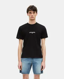 Мужская белая футболка с коротким рукавом и логотипом The Kooples, черный