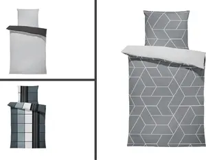 Постельное белье 135x200 см и 80x80 см из современного хлопкового перкаля на молнии, размер: 4 шт. 135x200 см, цвет: однотонный двусторонний антрацит/серый One-Home