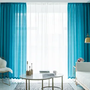 Штора Цянь, простая, универсальная, разноцветная, 2 шт., на заказ, синяя