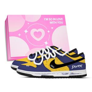 Nike Дунк ремнант шарк блад шадоу нескользящие устойчивые к истиранию лоу-топ скейтборд обувь унисекс yellow blue