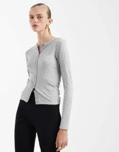 Серый меланжевый бесшовный топ с длинными рукавами в рубчик ASOS DESIGN