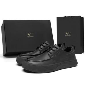 SEPTWOLVES Мужские повседневные туфли мужские низкие желто-коричневые/хаки черные, цвет Black (Standard Leather Shoe Size)