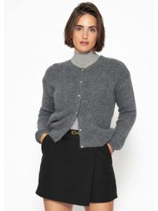 SASSYCLASSY Мягкий вязаный кардиган серого цвета с декоративными пуговицами