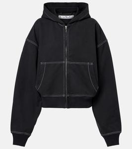 Толстовка с логотипом из хлопкового флиса на молнии Acne Studios, Faded Black