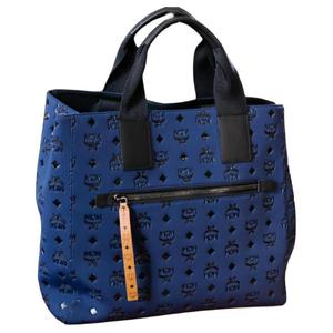 MCM Сумка-тоут Aren из неопрена, очень большая, унисекс, синяя