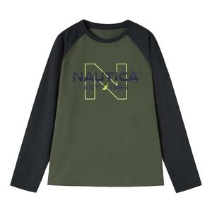 Лонгслив футболка осень подростки NAUTICA, зеленый