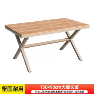 Стол Green Water, прямоугольный из широких досок на X-образных ножках, 150x90 см, светло-коричневый