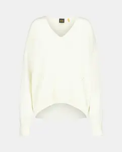 Джемпер с V-образным вырезом и длинными рукавами Boss Orange, бежевый